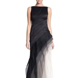 Halston Satin and Organza Tiered Gown